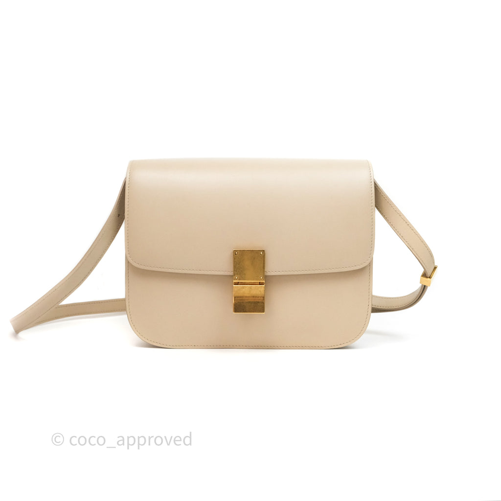 Celine Medium Classic Box Flap Beige Calfskin