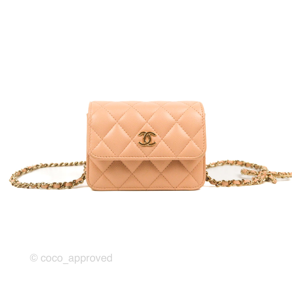 Chanel Mini Clutch with Ribbon Bow Chain Orange Claire Caviar 23S