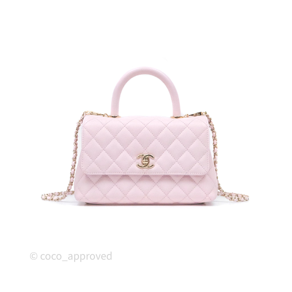 Chanel Small Coco Handle Quilted Light Lilac Pink Caviar Gold Hardware
