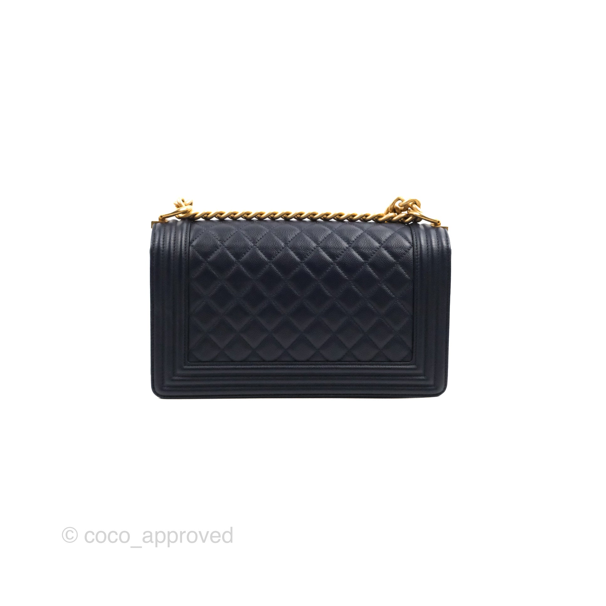 Chanel Quilted Medium Boy Navy Caviar Aged Gold Hardware – Coco Approved  Studio