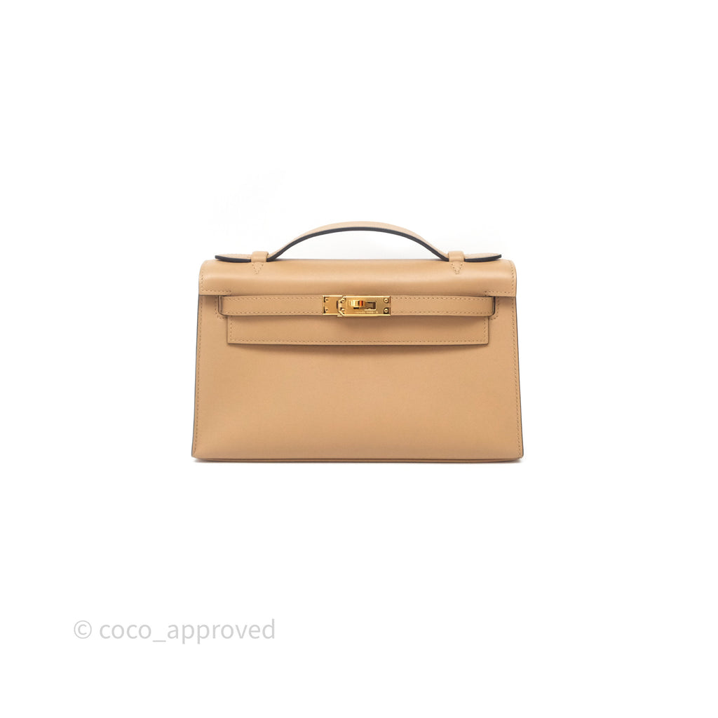Hermes Kelly Pochette Veau Swift Chai 0M Gold Hardware