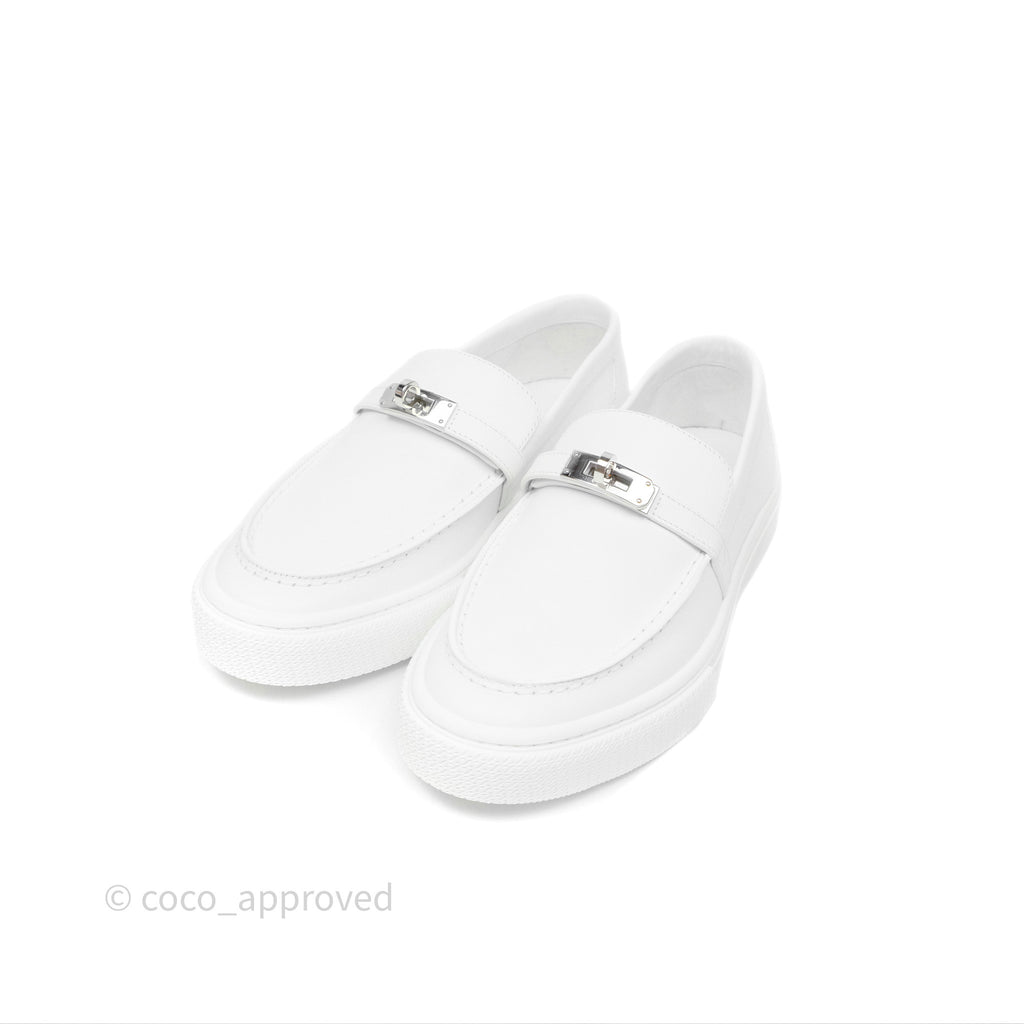 Hermes Game Slip-on Sneaker White Palladium Hardware Size 39
