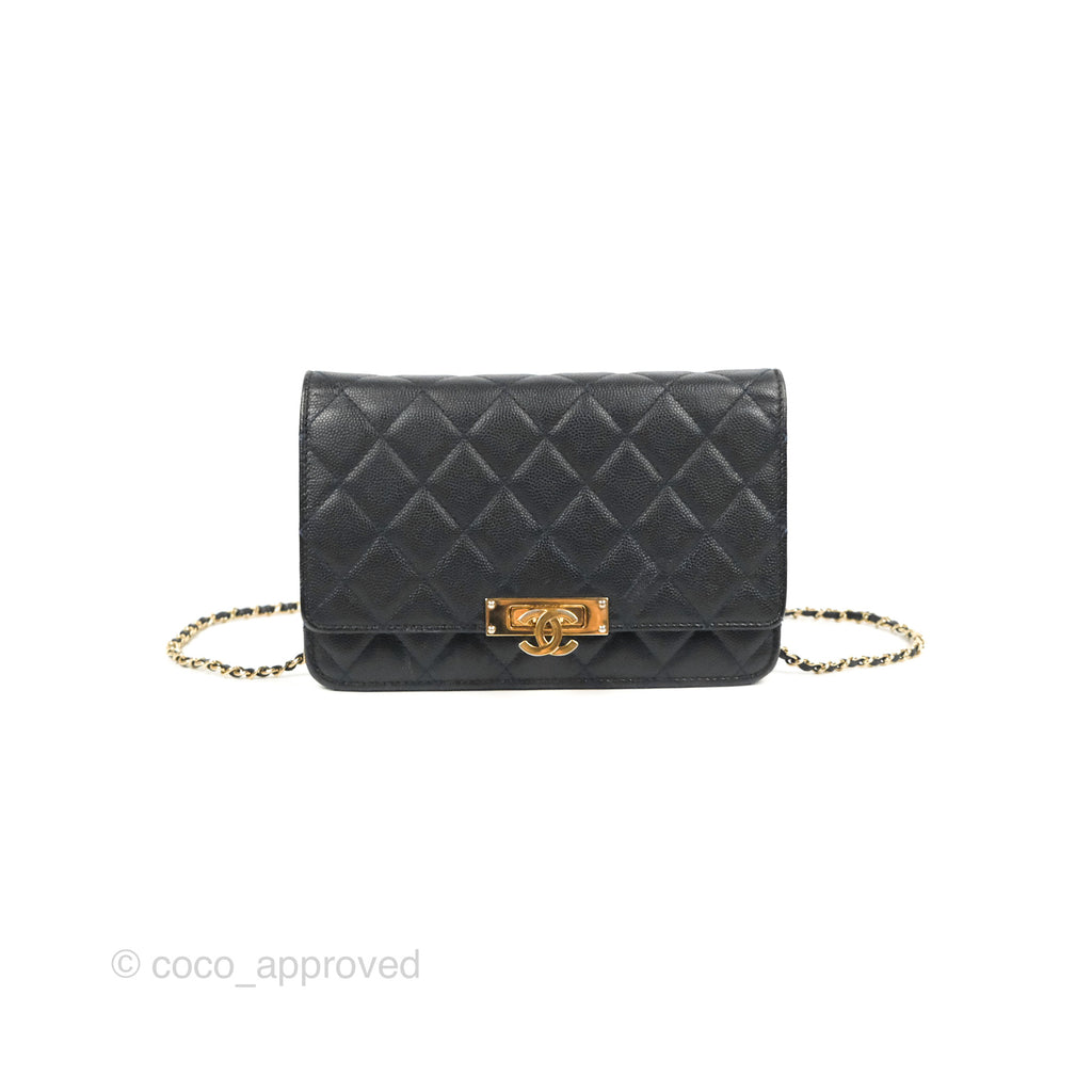 Chanel Golden Class Wallet on Chain WOC Black Caviar Gold Hardware