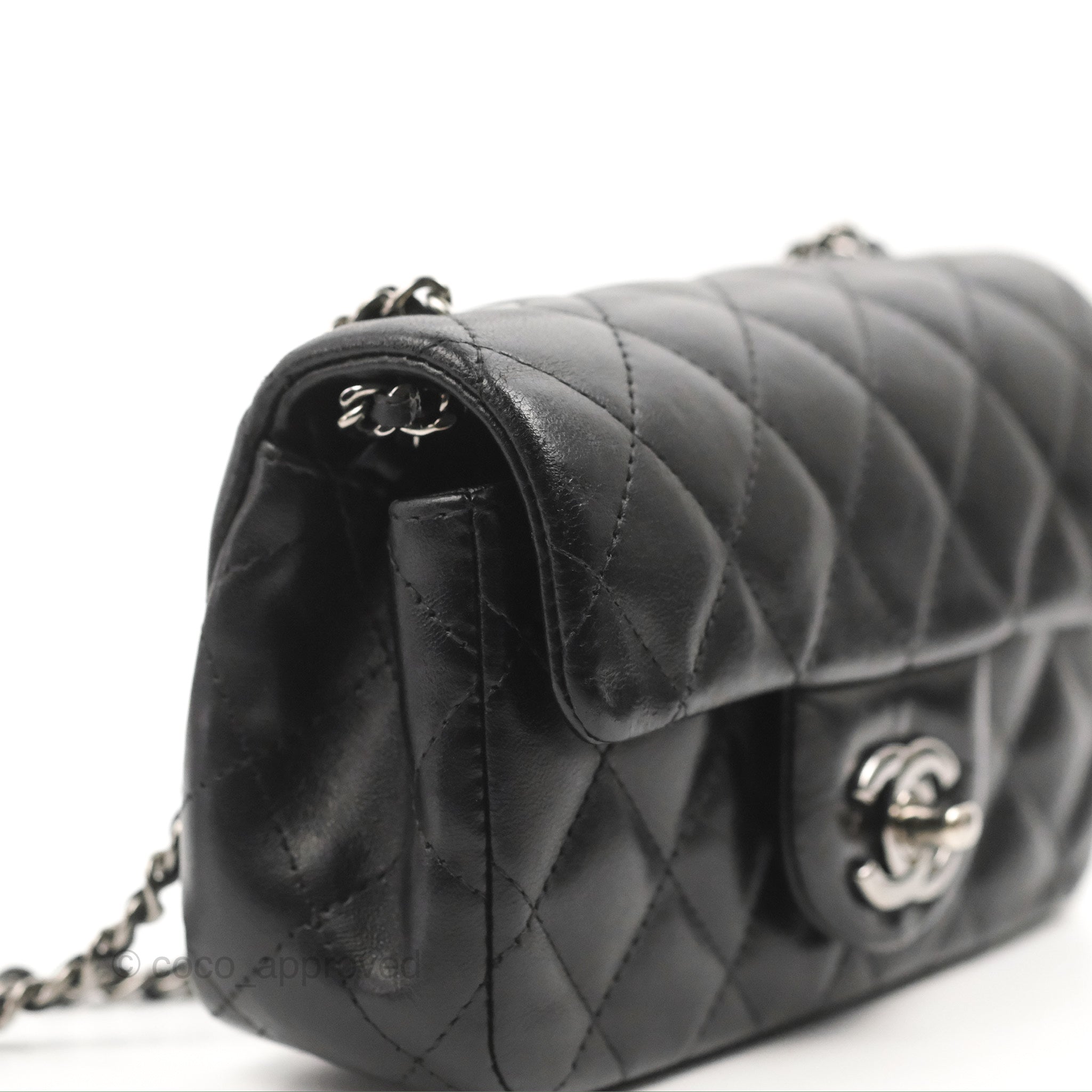 Chanel Quilted Extra Mini Rectangular Flap Black Calfskin Silver Hardw –  Coco Approved Studio