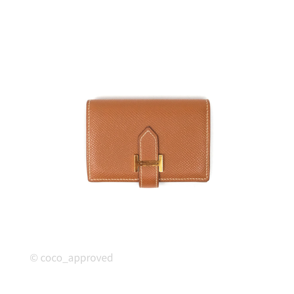 Hermes Bearn Mini Wallet Gold Epsom Gold Hardware