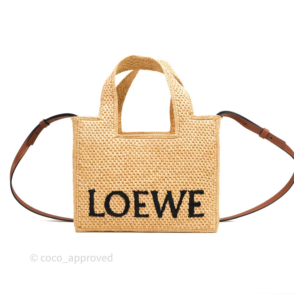Loewe Small Font Tote In Raffia