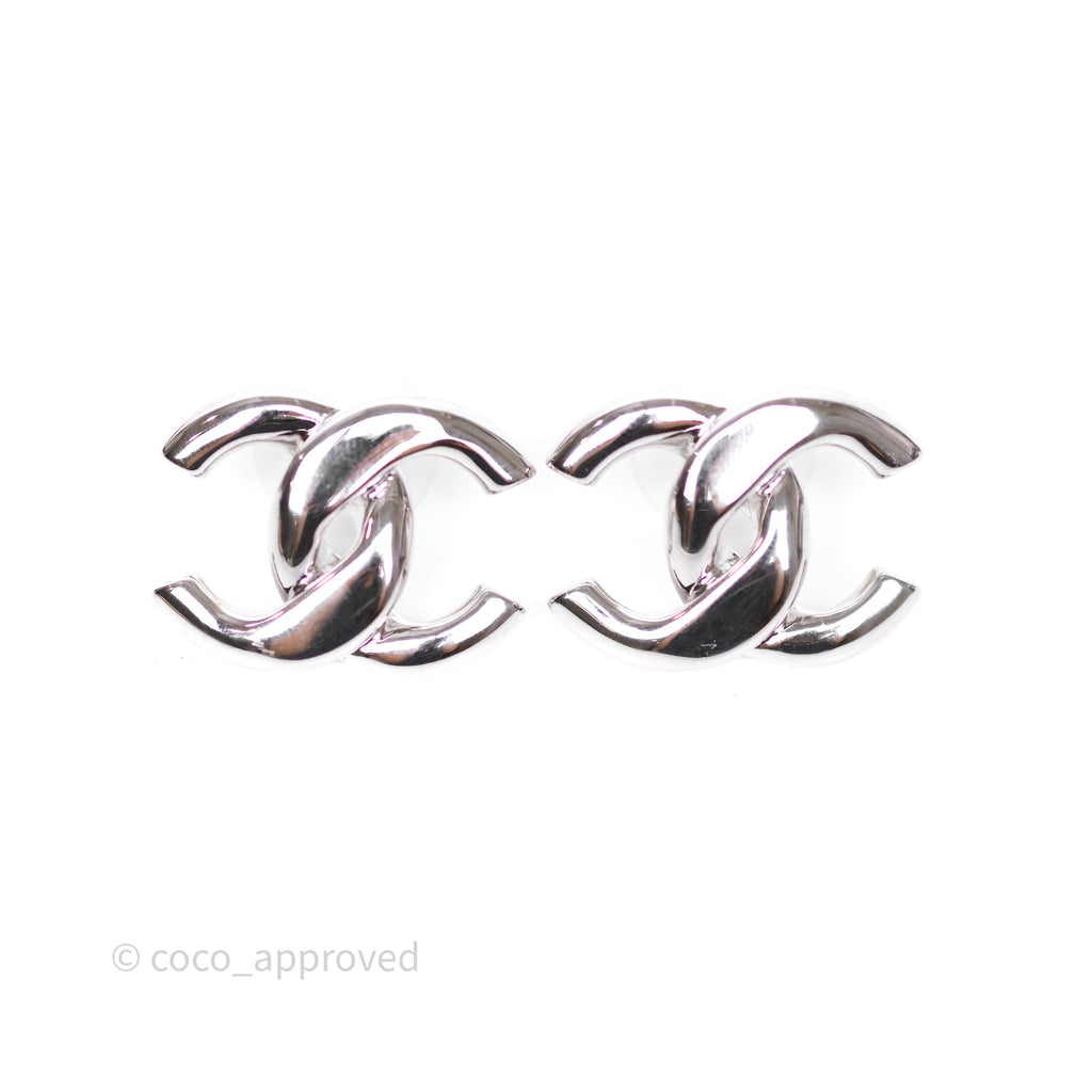 Chanel CC Earrings Silver Tone 25S