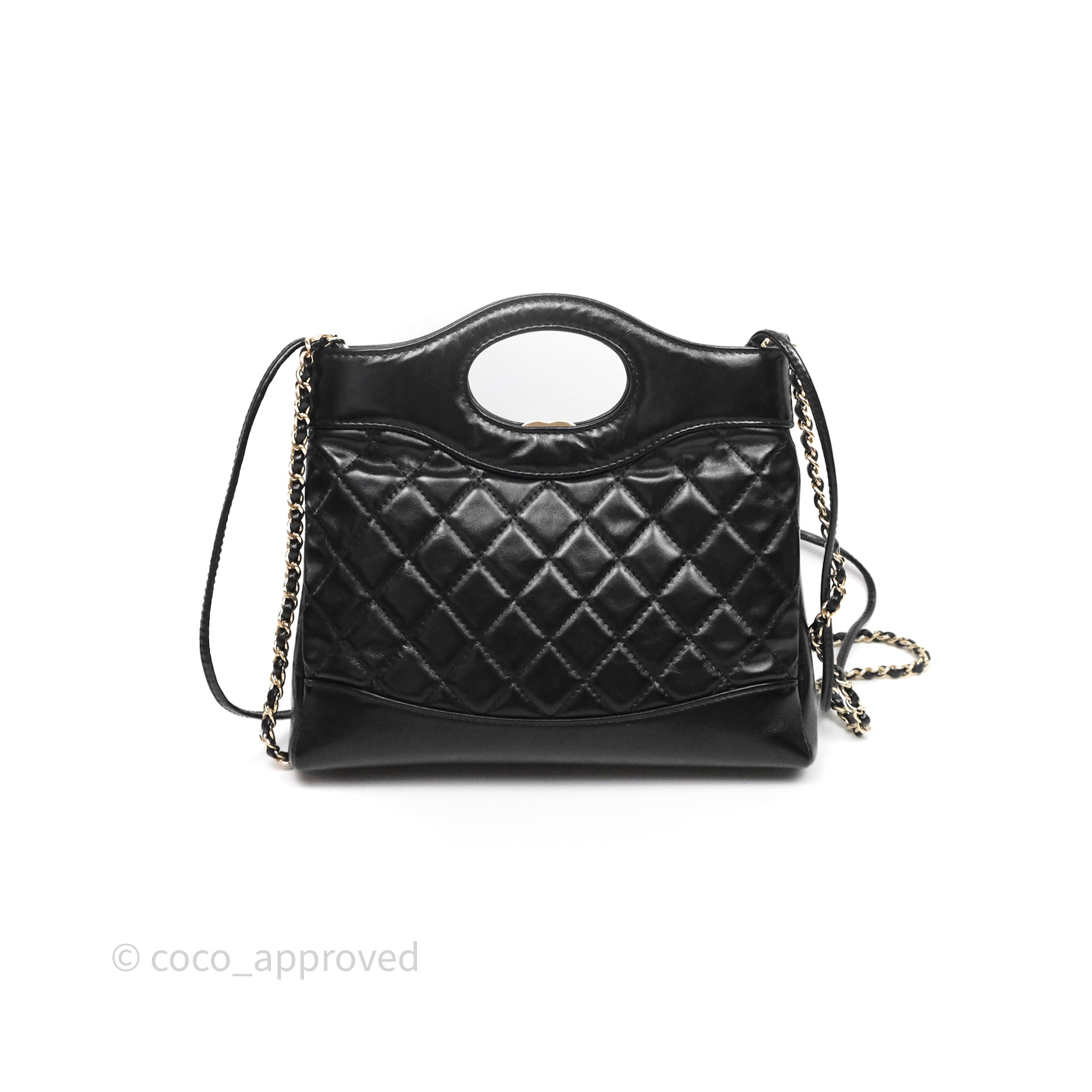 Chanel 31 Mini Black Shiny Lambskin Gold Hardware – Coco