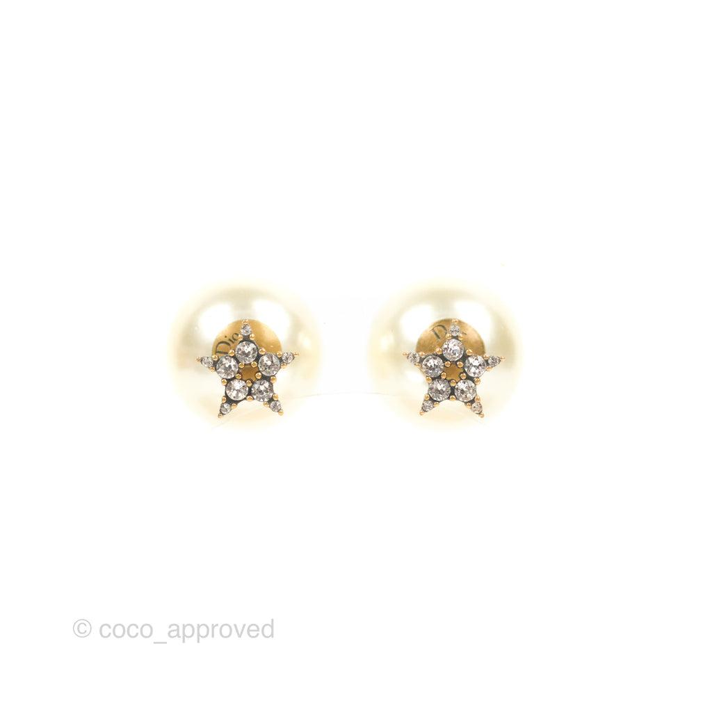 Dior Crystal Star Tribal Earrings Gold Tone