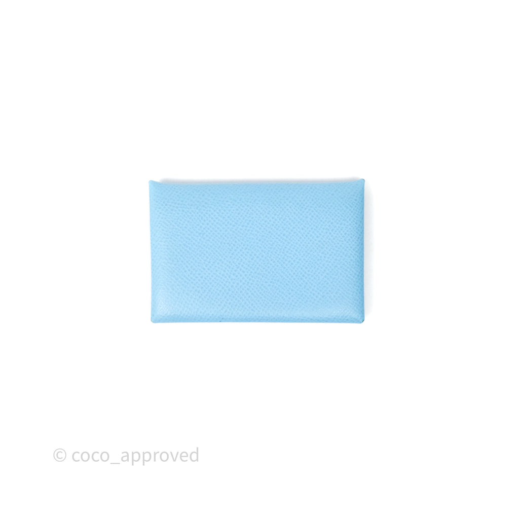 Hermès Calvi Card Holder Celeste 7N Epsom