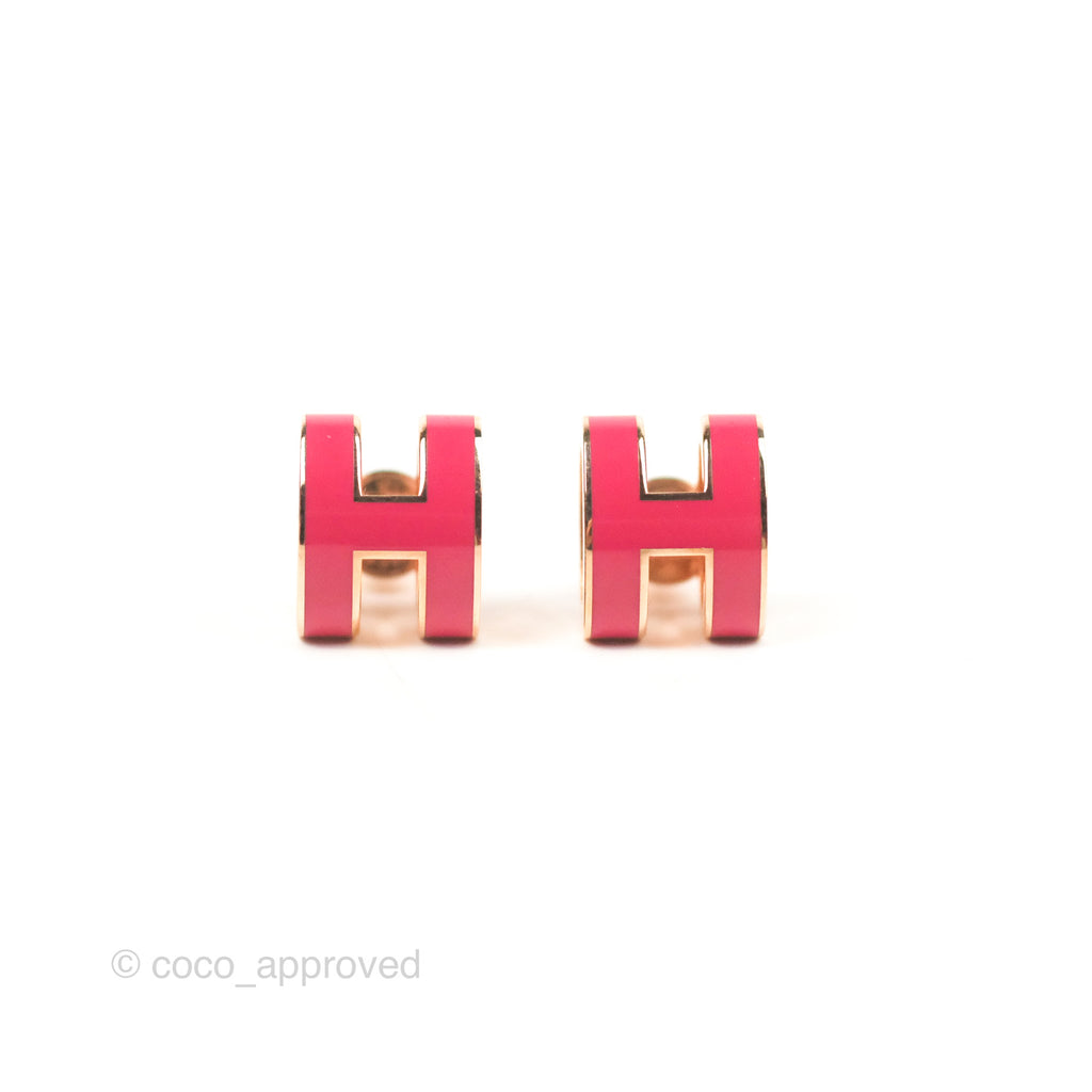 Hermès Pop H Earrings Framboise Rose Gold Hardware