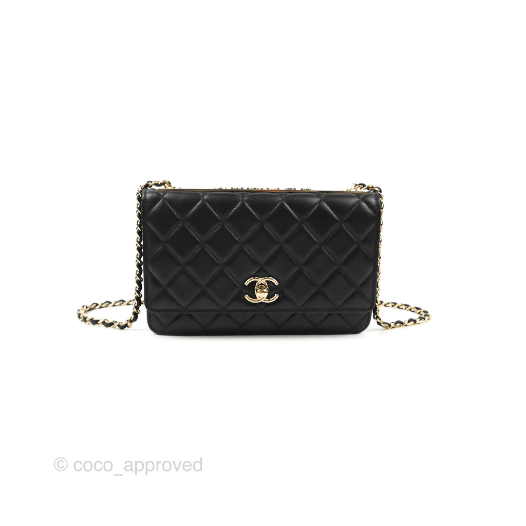 Chanel Quilted Trendy CC Wallet on Chain WOC Black Lambskin Gold Hardware