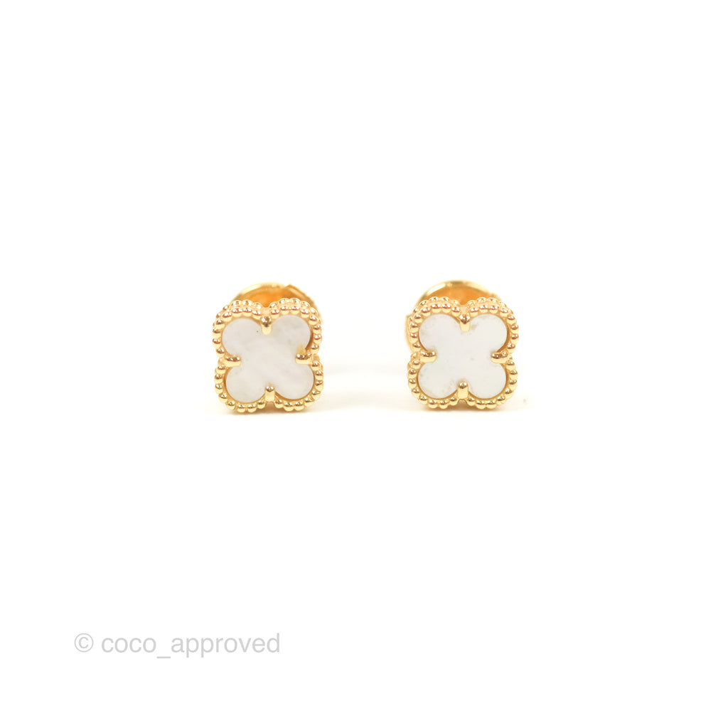 Van Cleef & Arpels Sweet Alhambra Earrings White Mother-of-pearl Yellow Gold