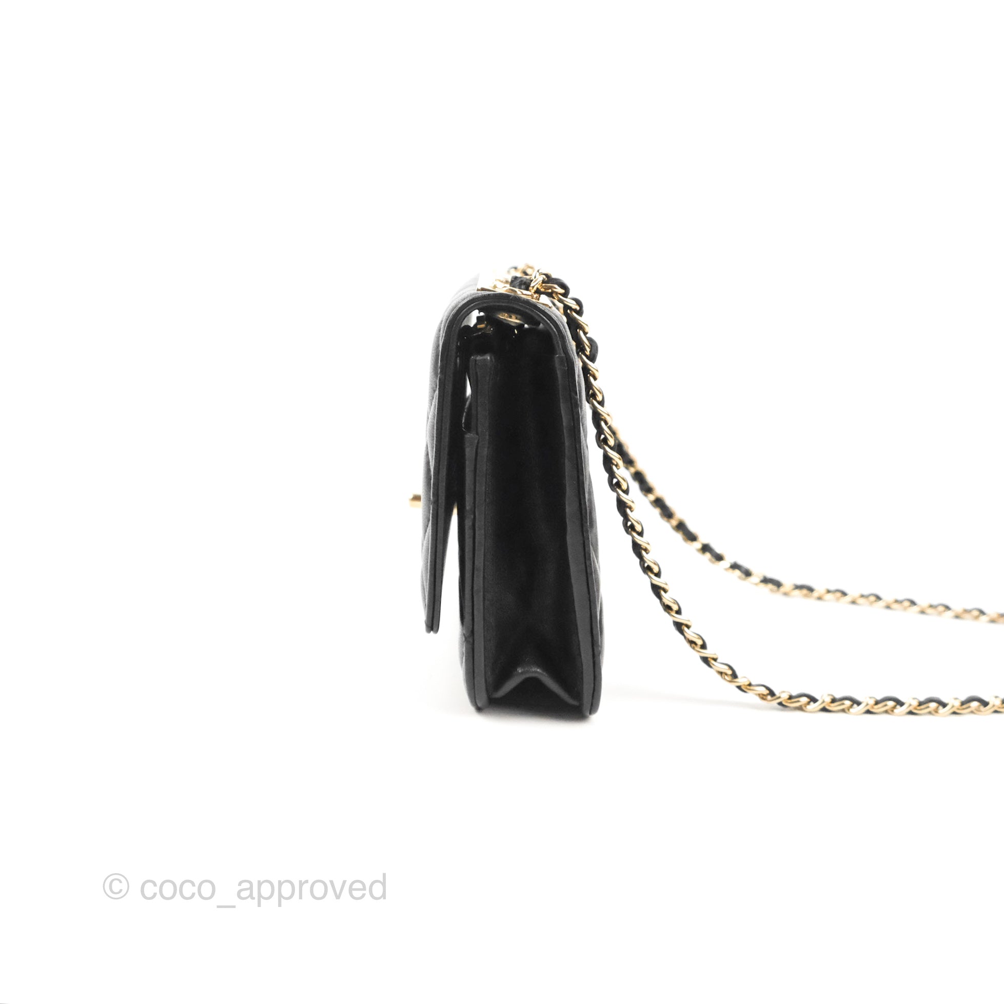 Vintage Chanel Wallet on Chain in Black Patented Leather