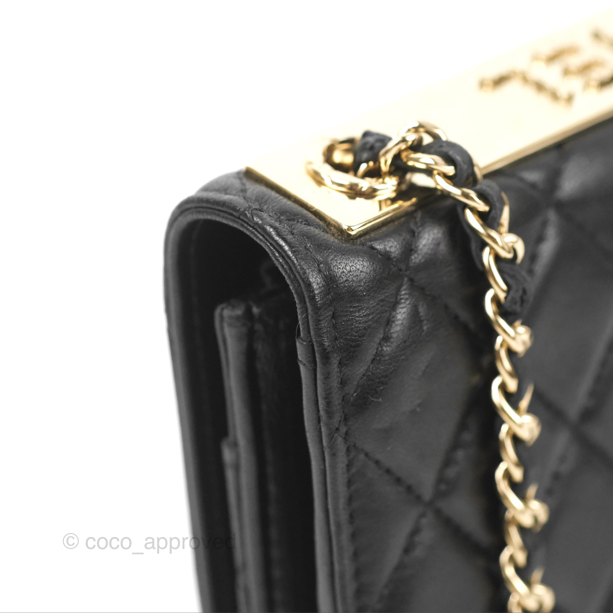 Chanel Quilted Trendy CC Wallet on Chain WOC Black Lambskin Gold