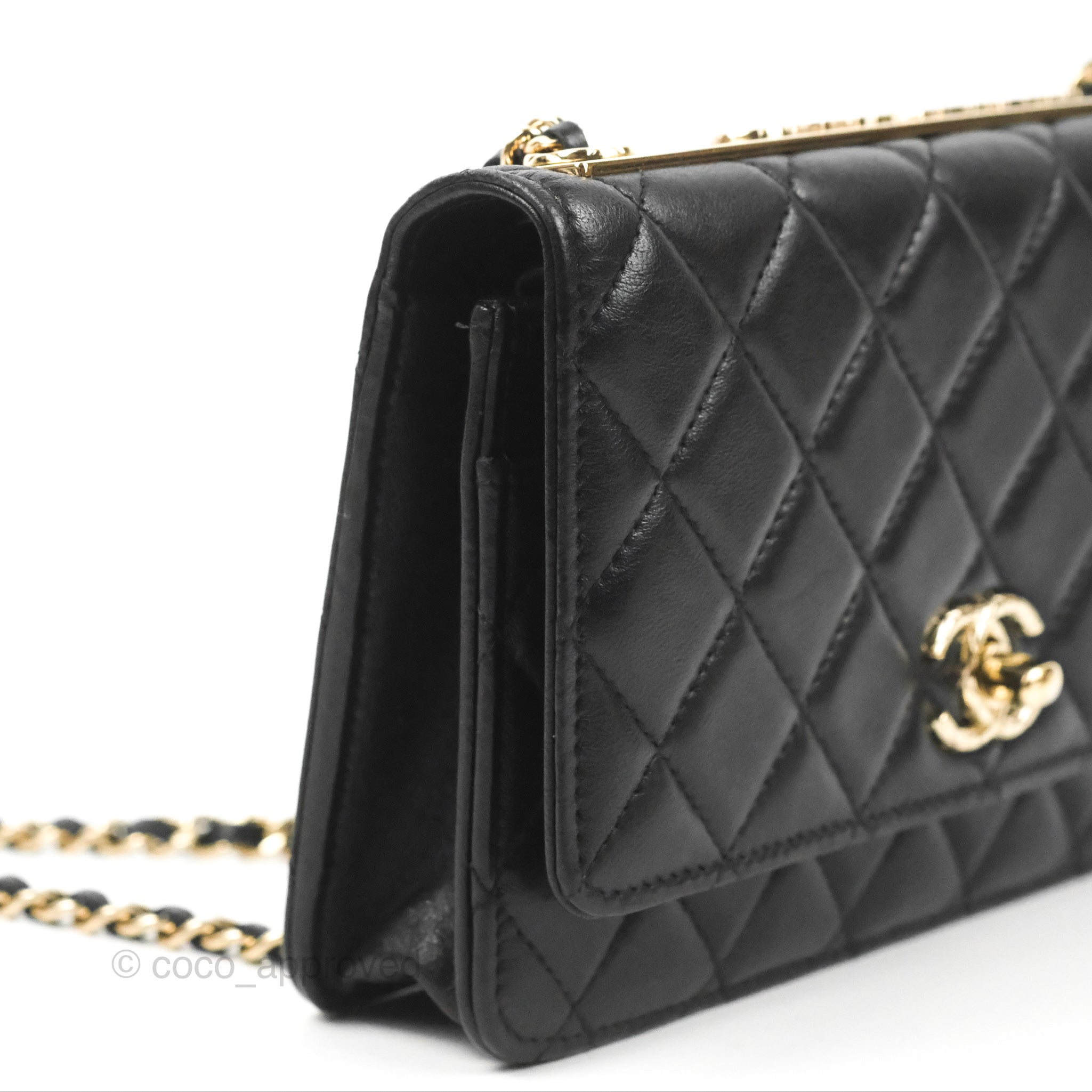 Chanel Lambskin Quilted Coco Mark Fringe Chain Shoulder Bag Gold Hardware  Ladies