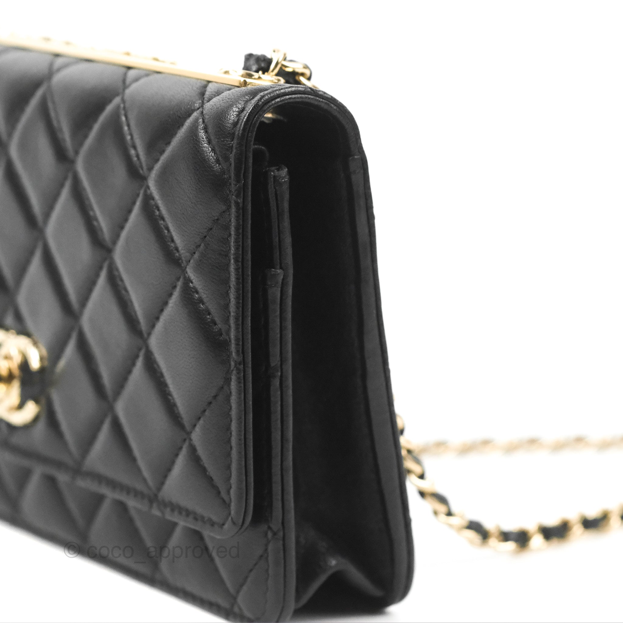 Black Quilted Lambskin CC Water Bottle Gold Hardware, 2020