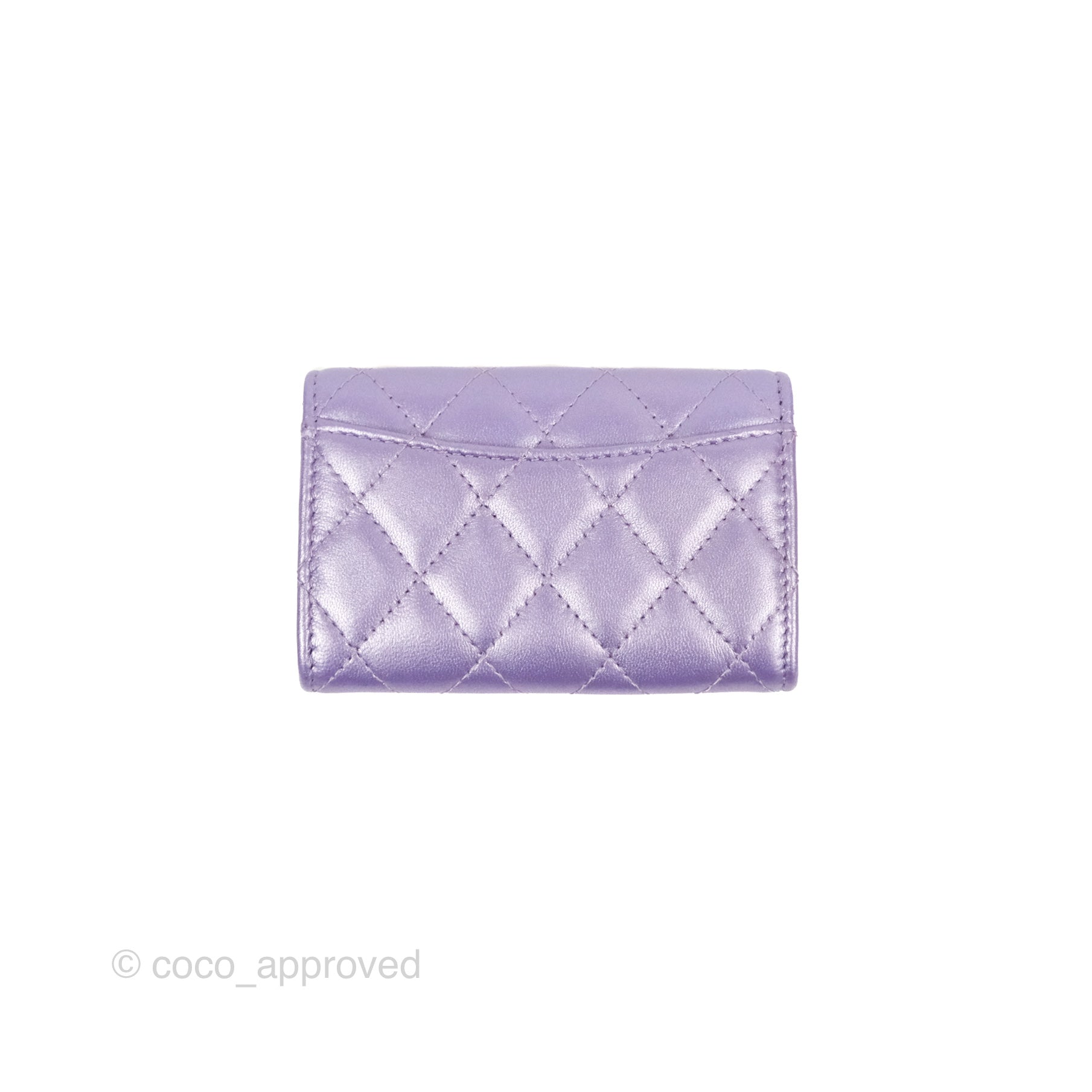 Chanel Classic Flap Card Holder Quilted Iridescent Purple Lambskin