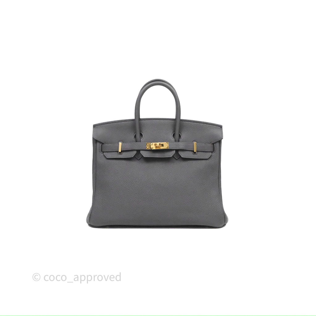 Hermes Birkin 25 Etain 8F Togo Gold Hardware