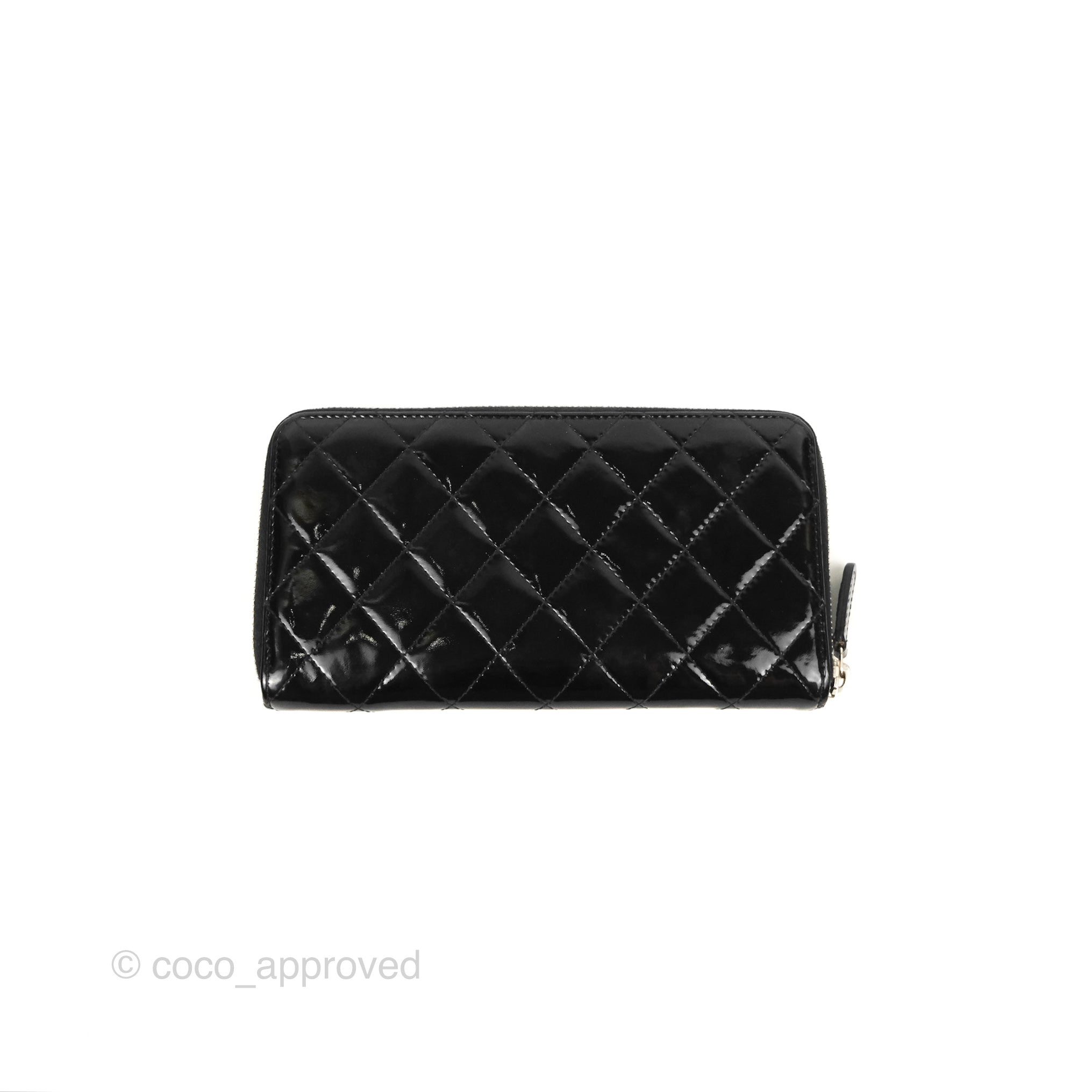 Chanel CC Brilliant Zip-Around Red Quilted Patent Leather Wallet