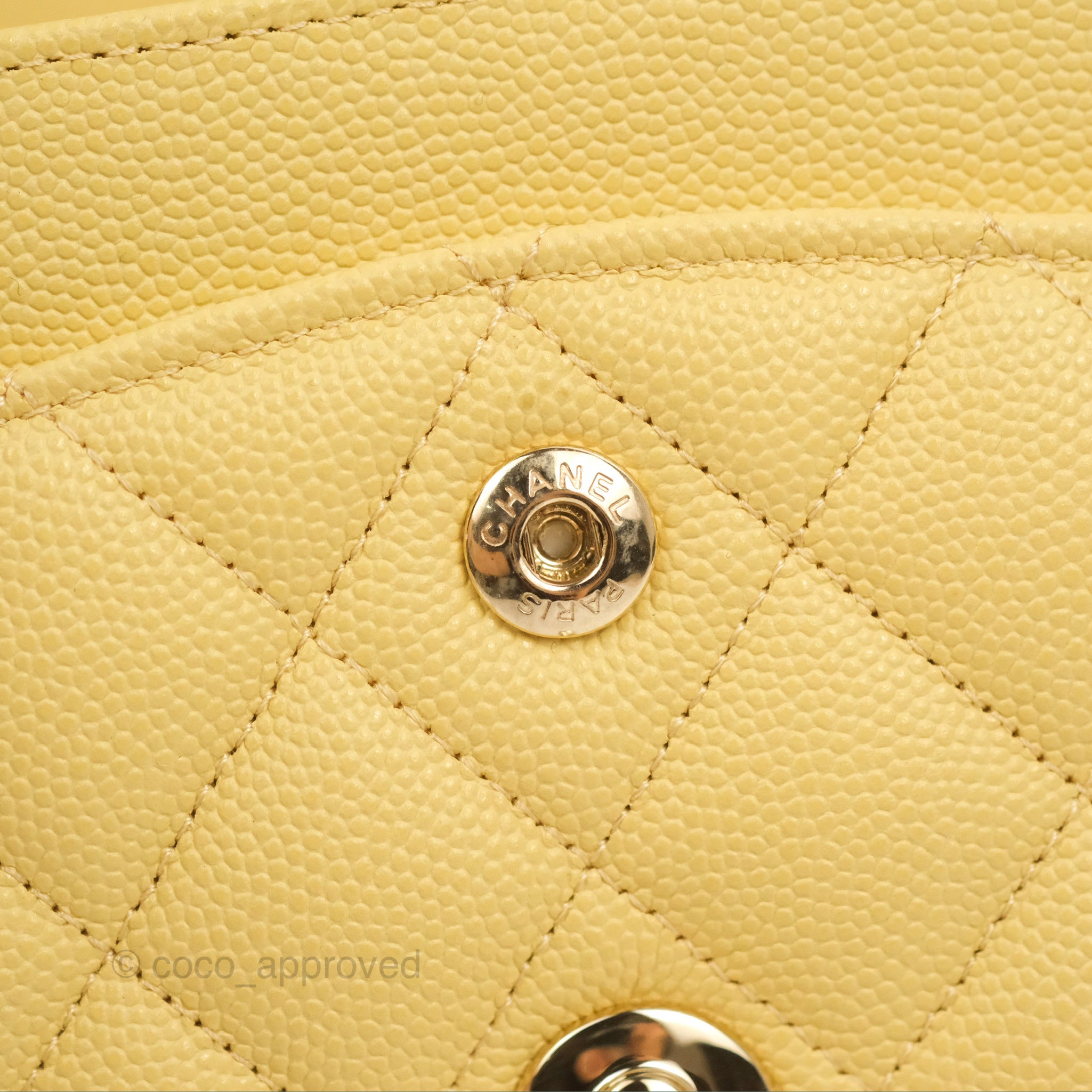 Chanel Yellow Quilted Caviar Leather Maxi Classic Single Flap Bag