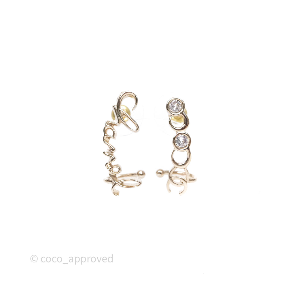 Chanel CC Coco Crystal Earrings Gold Tone 23V