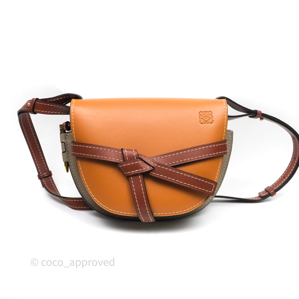 Loewe Small Gate Bag Smooth Calfskin Amber/Light Grey/Rust