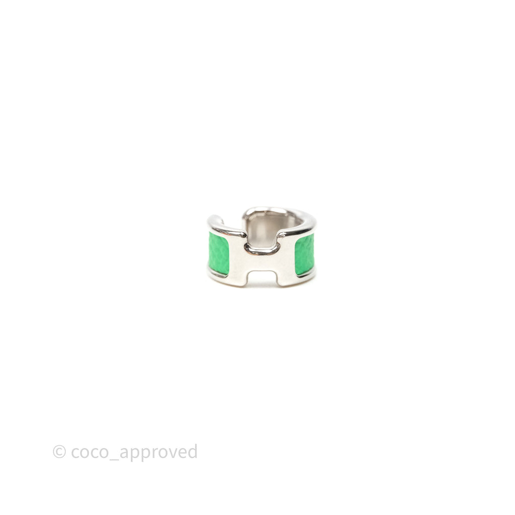 Hermes Olympe Ear Cuff Small Model Vert Comics 0Z Epsom Palladium Hardware