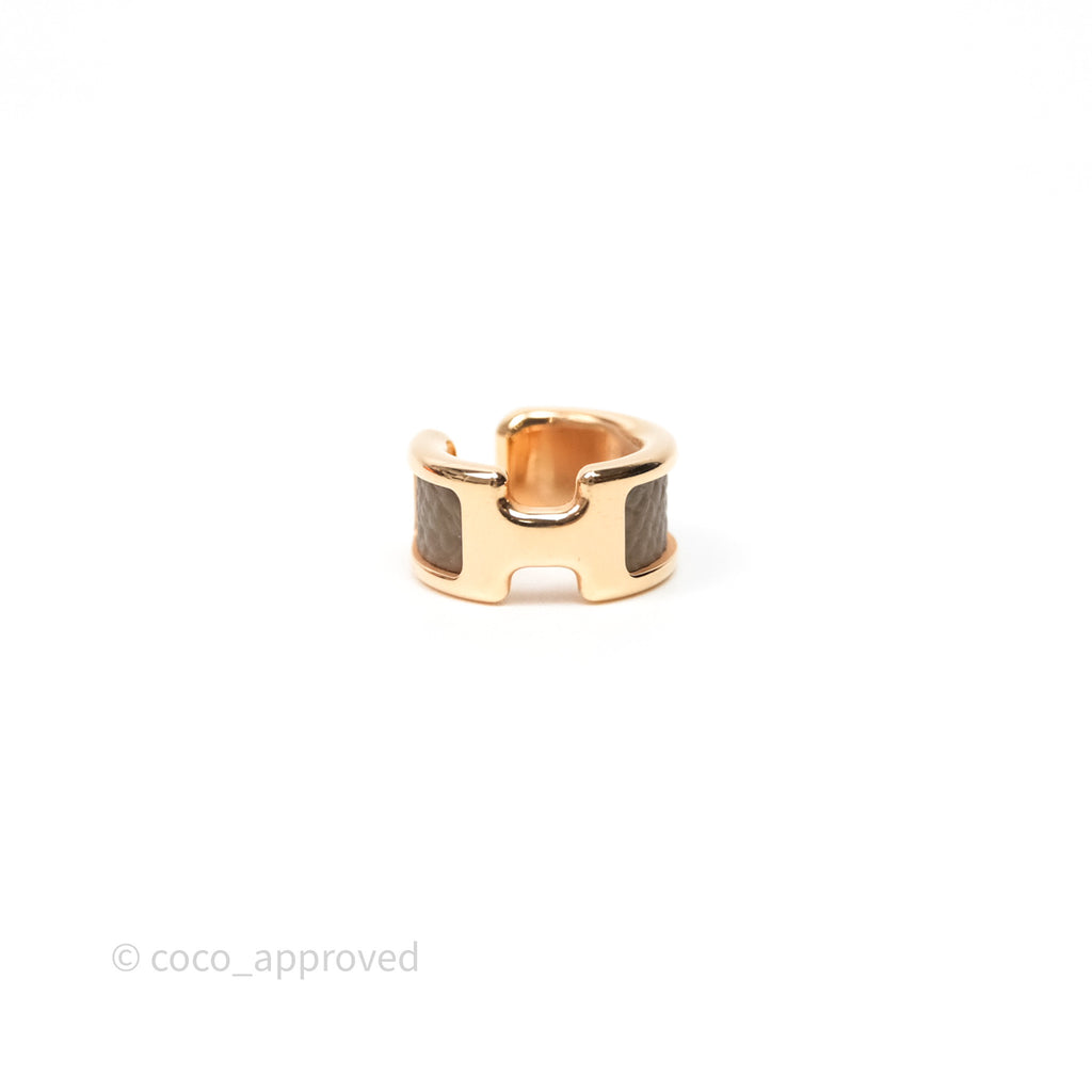 Hermes Olympe Ear Cuff Small Model Etoupe 18 Epsom Rose Gold Hardware