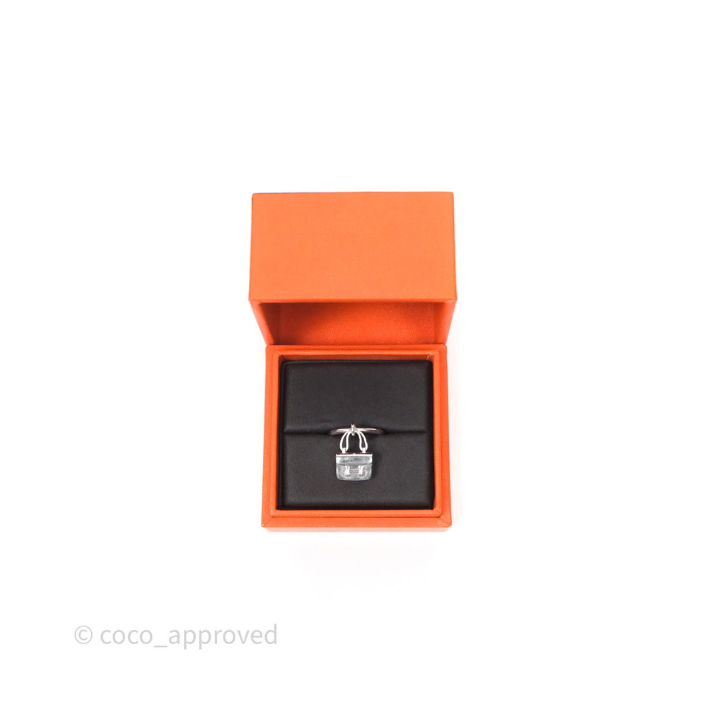 Hermès Amulettes Constance Ring in Sterling Silver Size 53