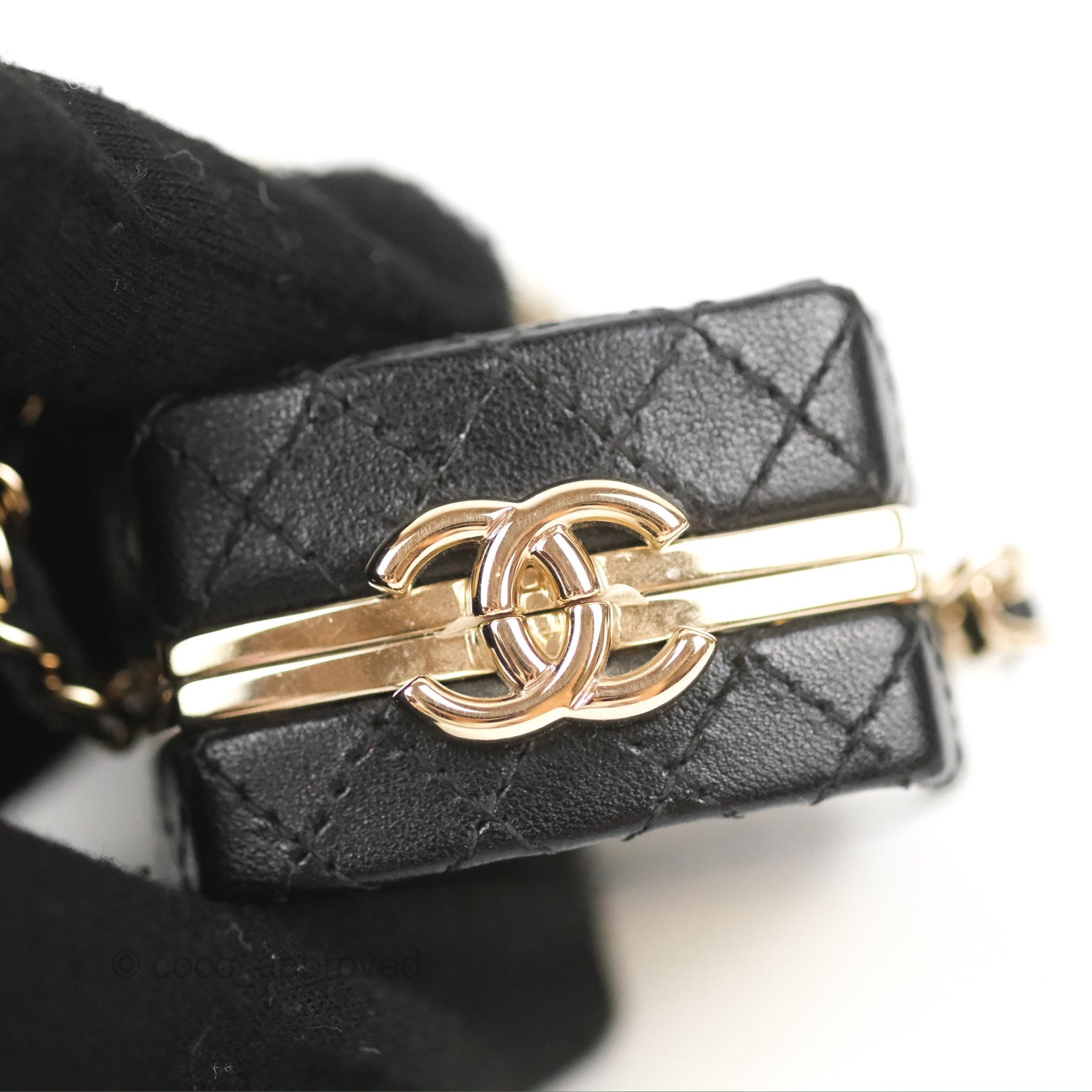 Chanel Small Quilted Trendy CC Clutch With Chain Black Lambskin