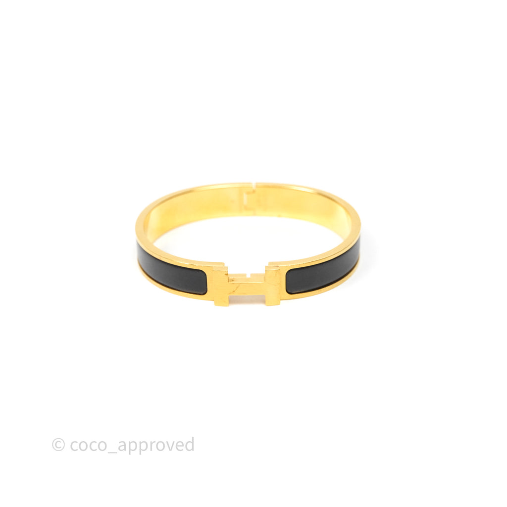 Hermès Clic HH Bracelet Matte Black Brushed Gold