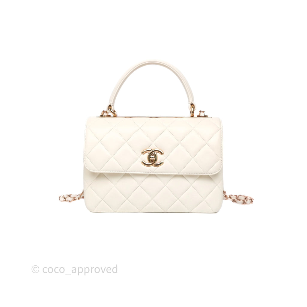 Chanel Small Trendy CC Ivory White Lambskin Rose Gold Hardware