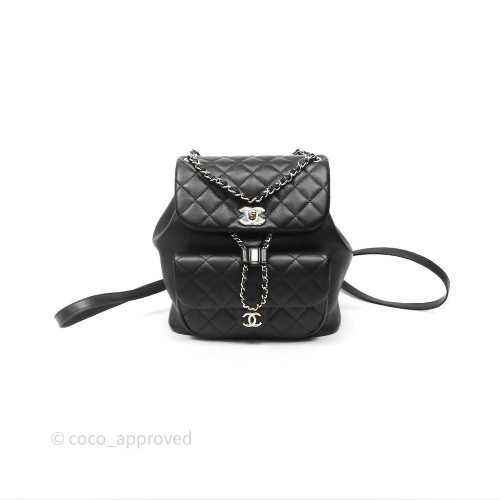 Chanel Quilted Large Duma Drawstring Backpack Black Calfskin