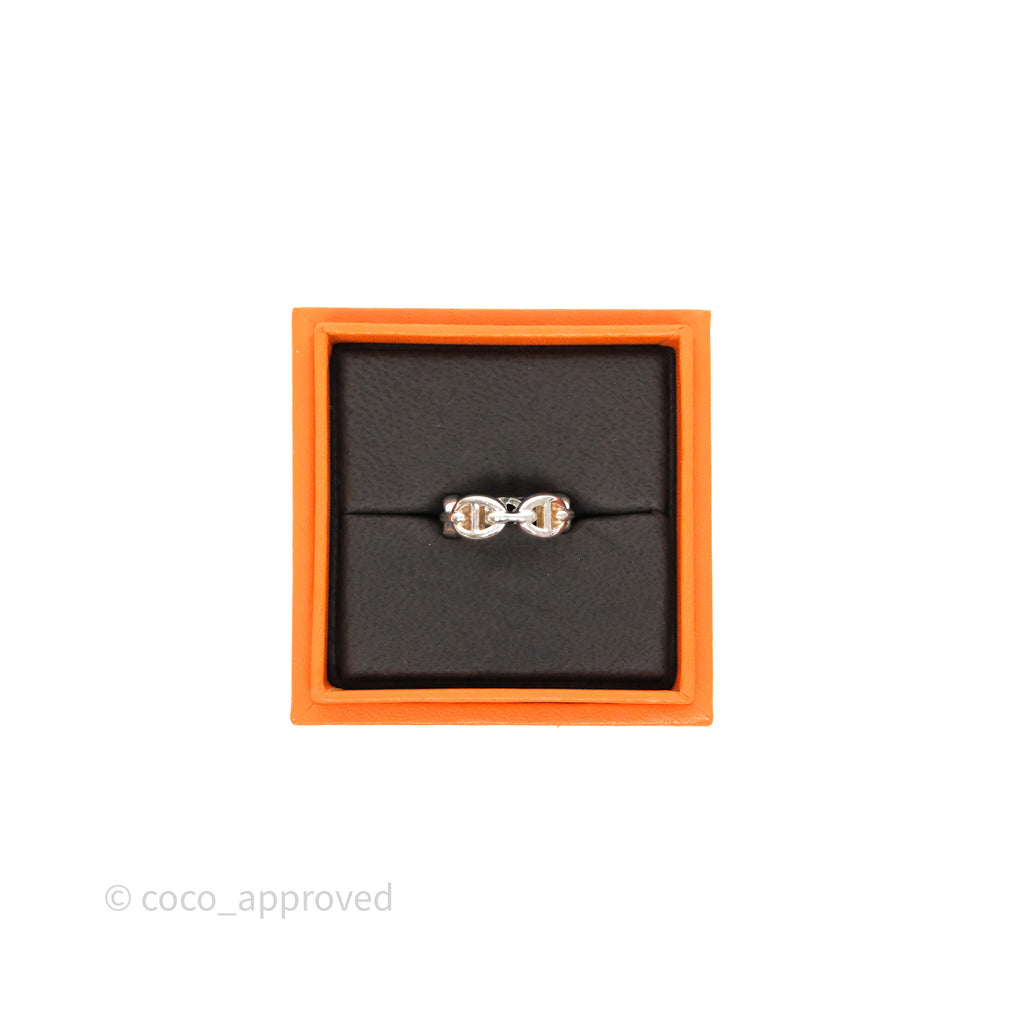 Hermès Sterling Silver PM Chaine d'Ancre Enchainee Band Ring Size 47