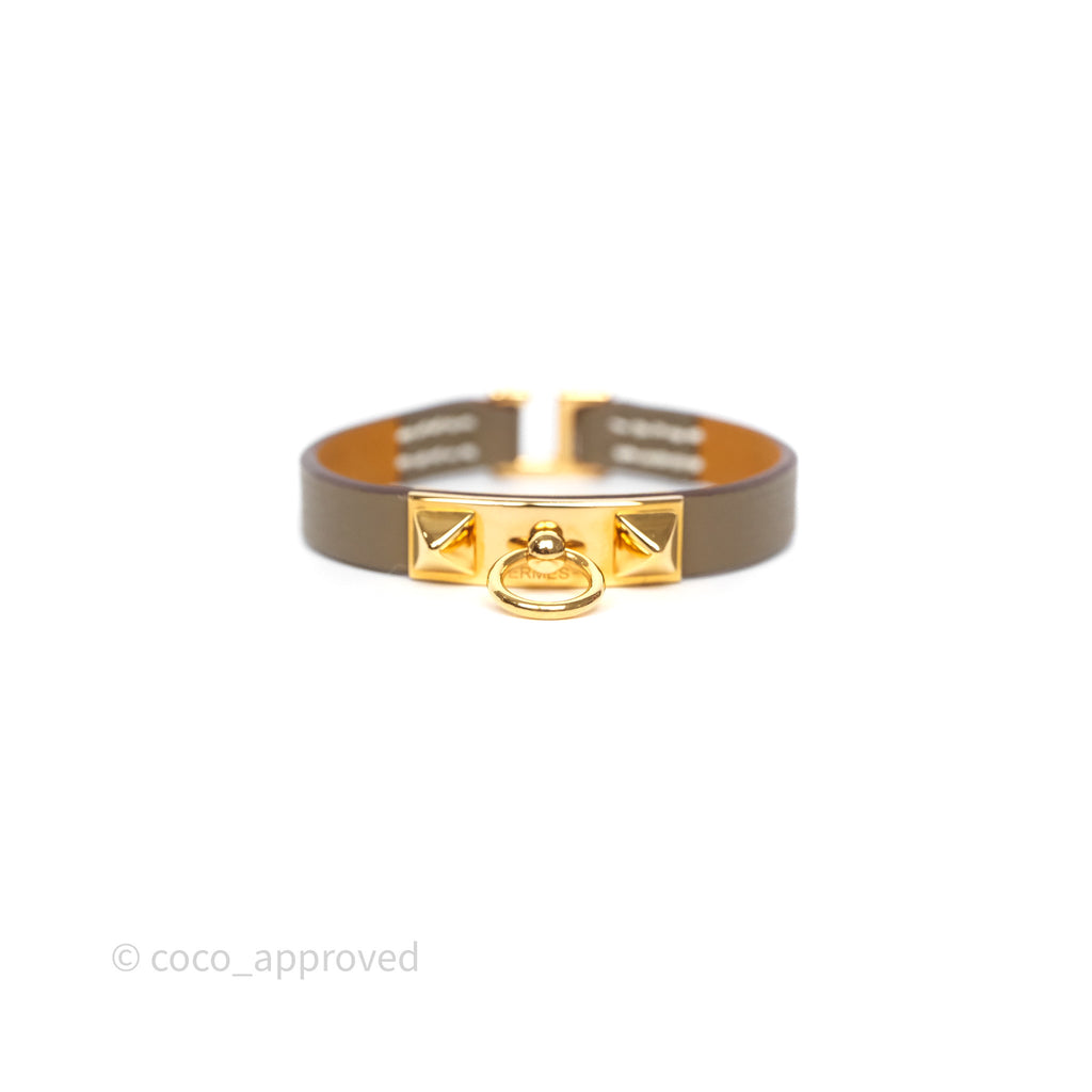 Hermès Rivale Mini Bracelet Etoupe 18 Swift Rose Gold Hardware