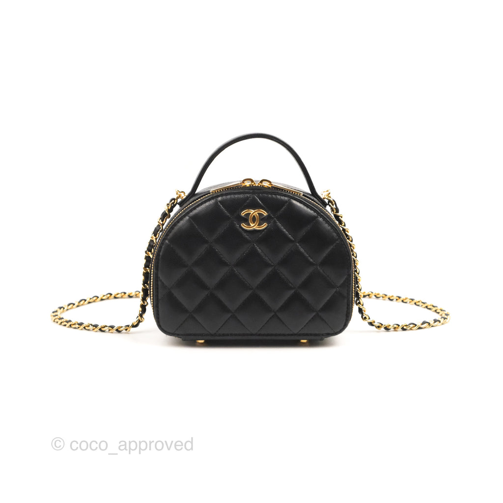 Chanel Small Clutch With Chain Black Lambskin Gold Hardware 23C