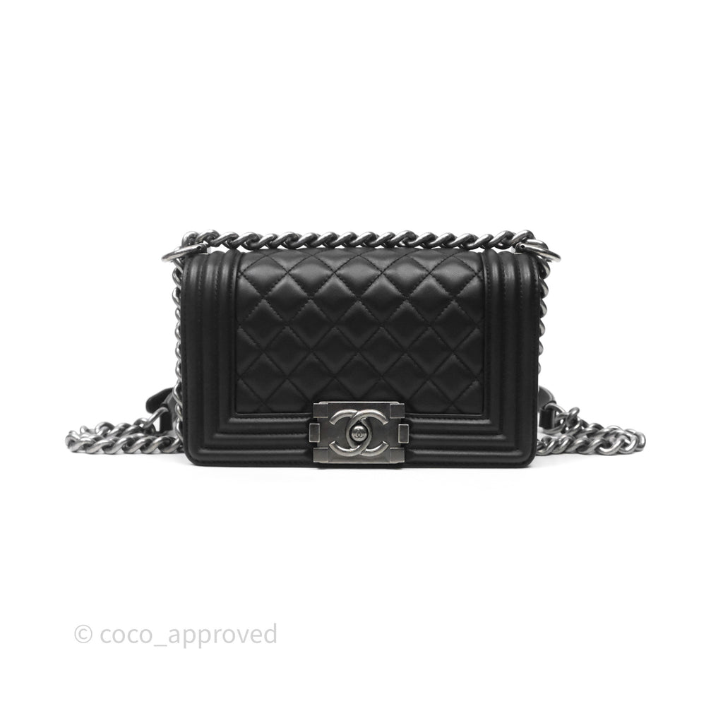 Chanel Small Boy Black Lambskin Ruthenium Hardware