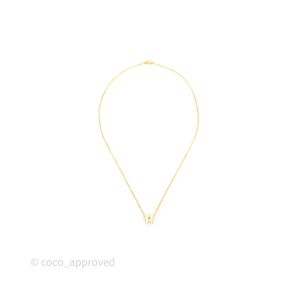Hermès Mini Pop H Pendant Necklace Blanc 01 Gold Hardware