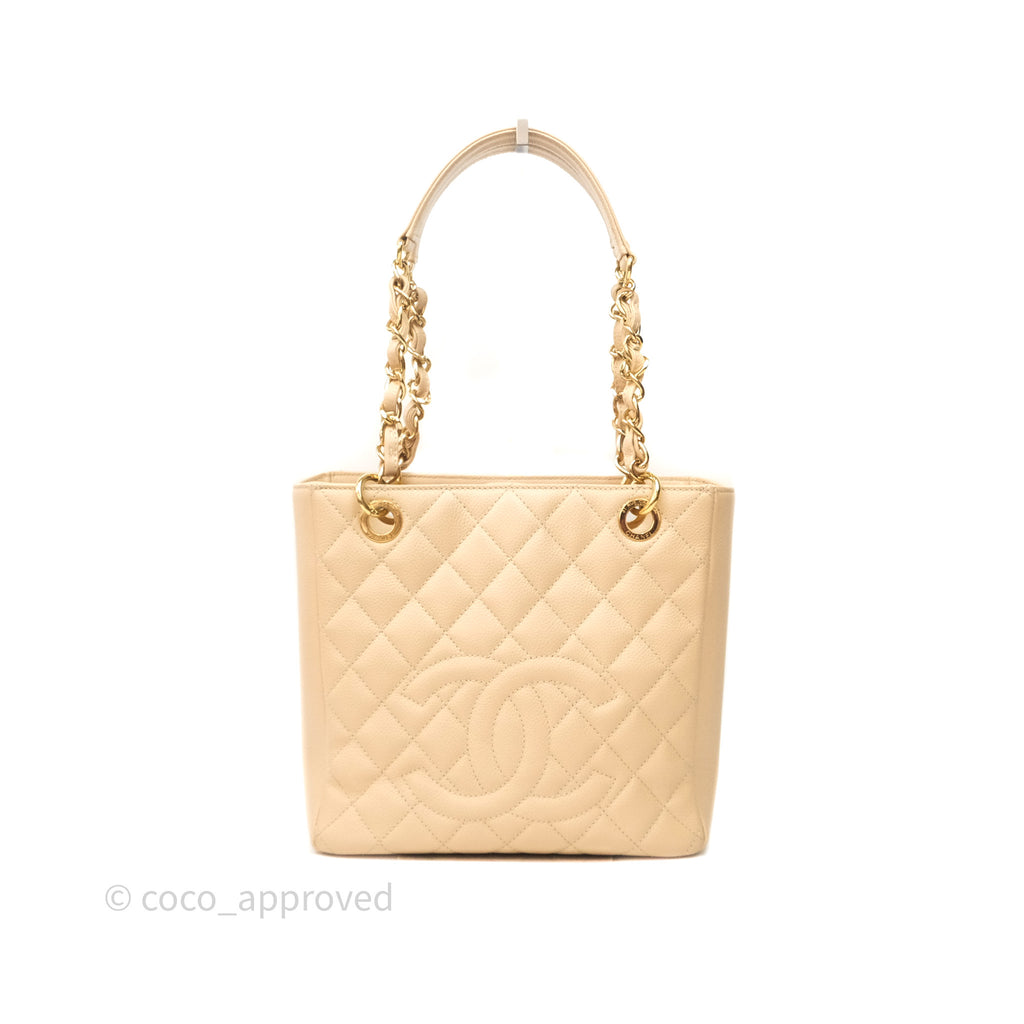 Chanel Vertical GST Beige Caviar Gold Hardware