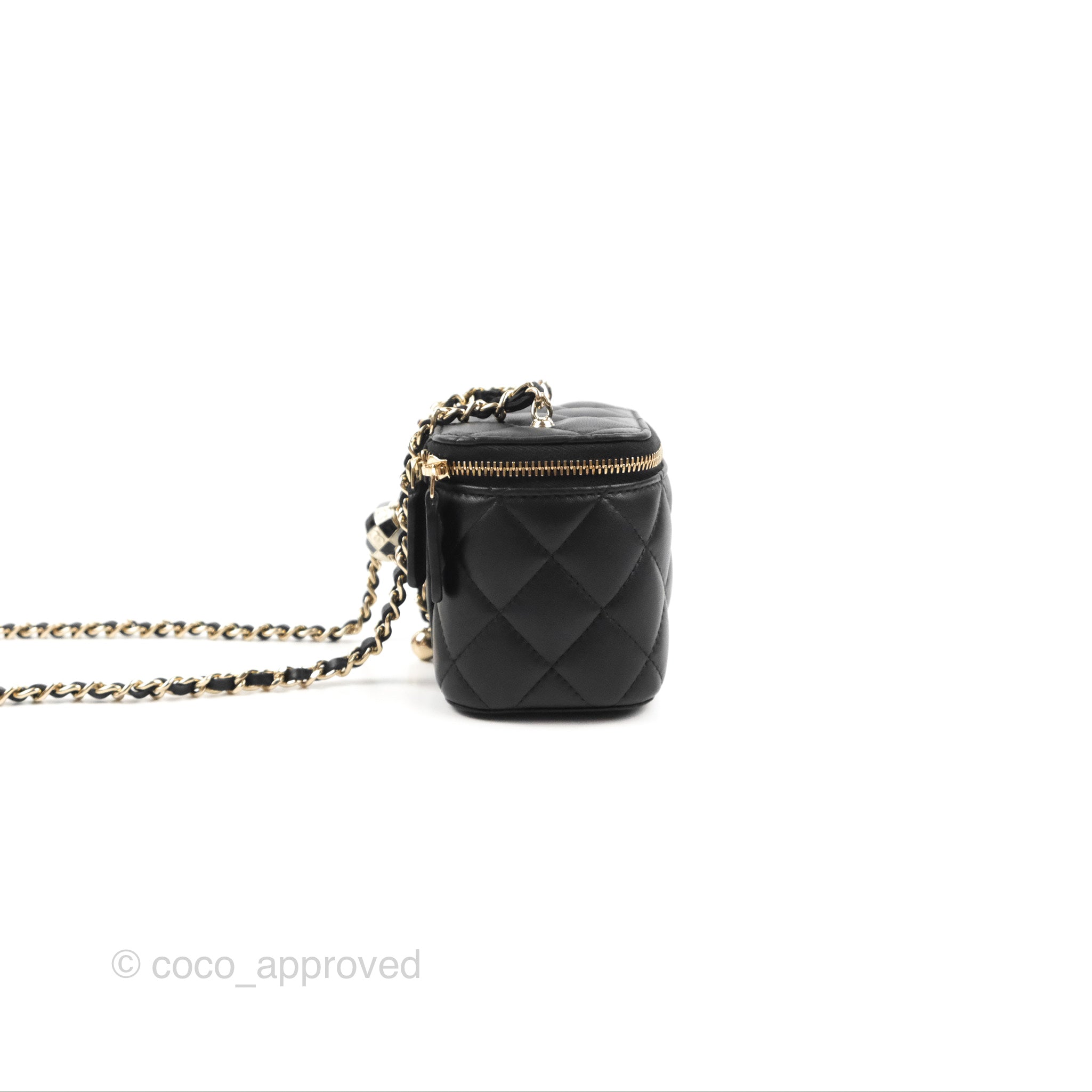 Chanel Mini Ball Crush Vanity With Chain Black Lambskin Gold