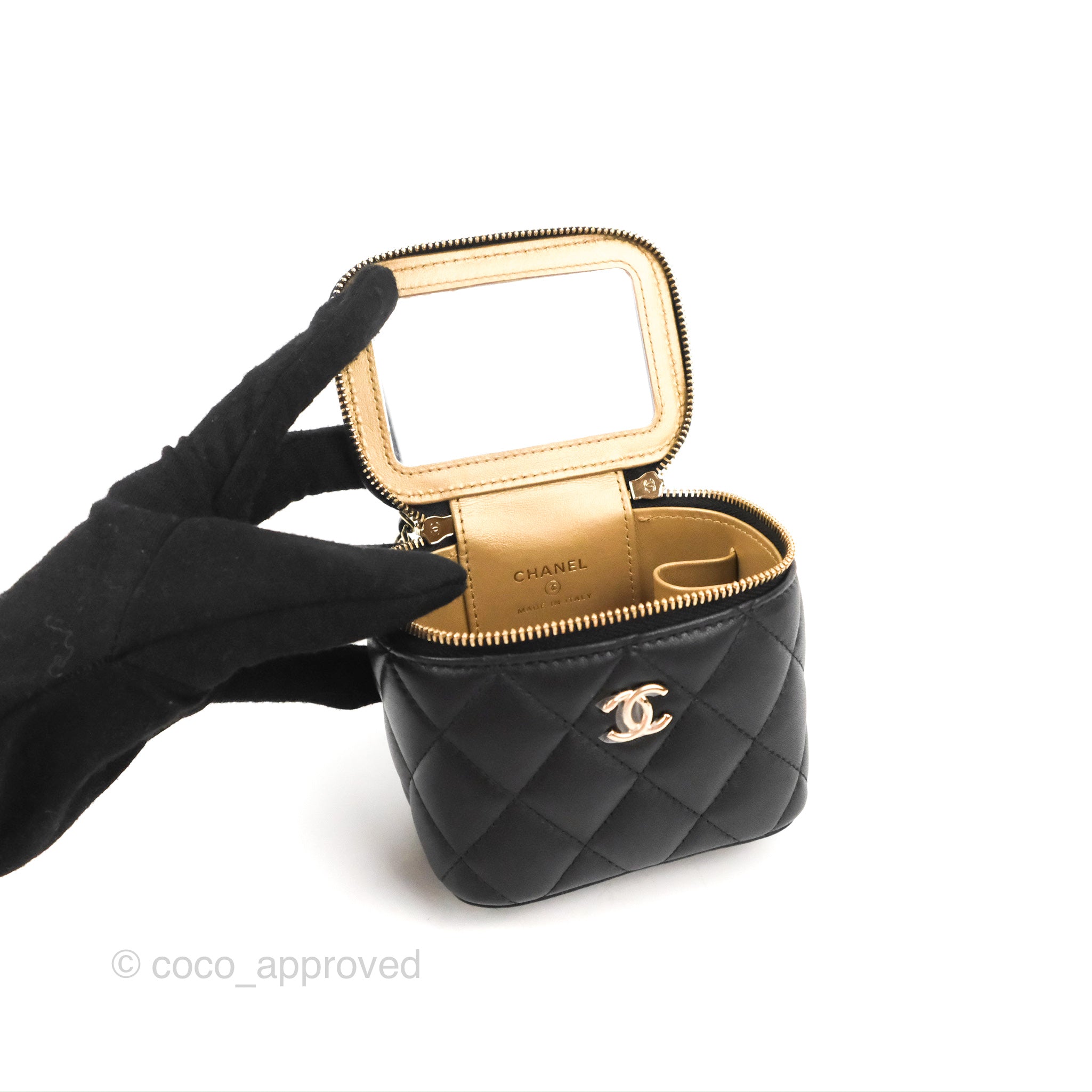 Chanel Mini Ball Crush Vanity With Chain Black Lambskin Gold Hardware –  Coco Approved Studio