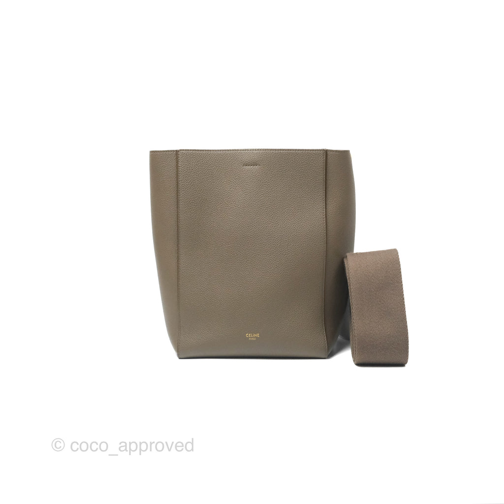 Celine Small Sangle Bucket Bag Taupe Grained Calfskin Gold Hardware