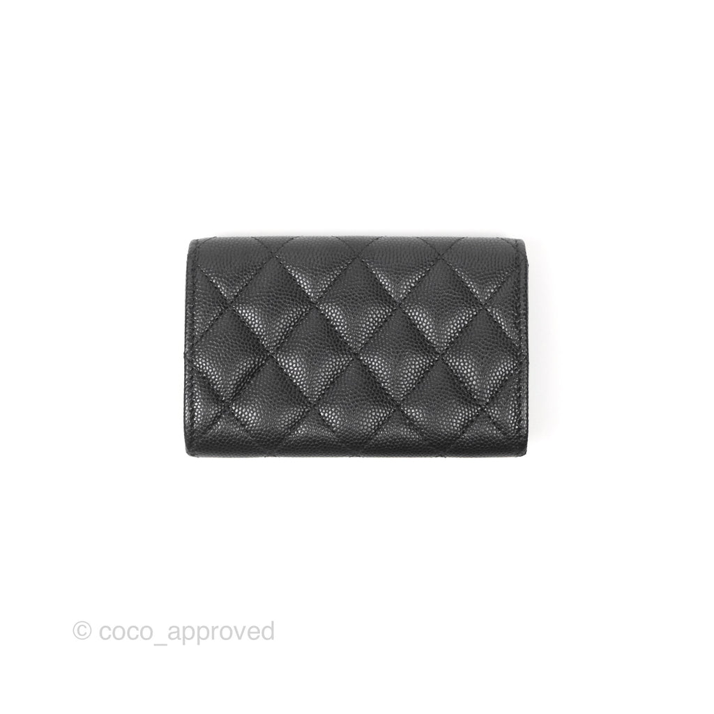 Chanel Flap Card Holder Black Caviar CC Gold Hardware