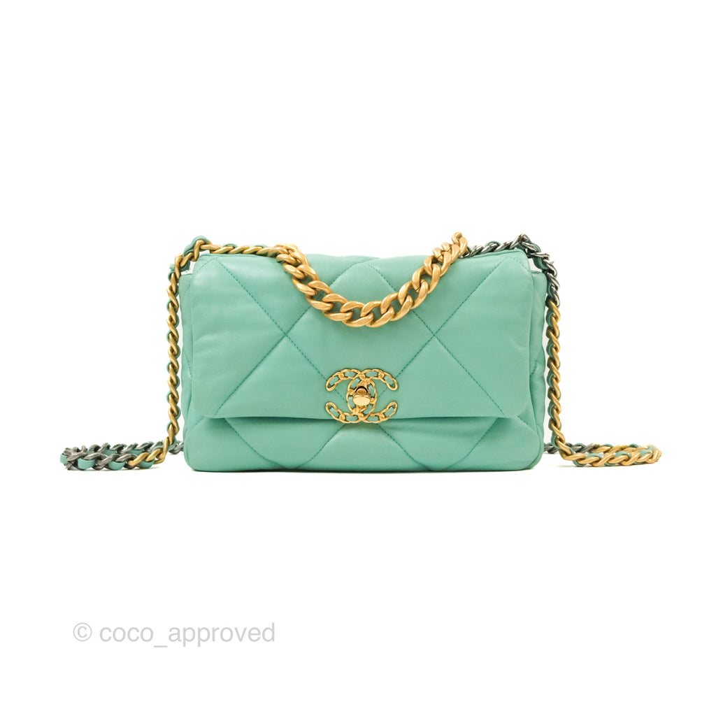 Chanel 19 Small Turquoise Mixed Hardware