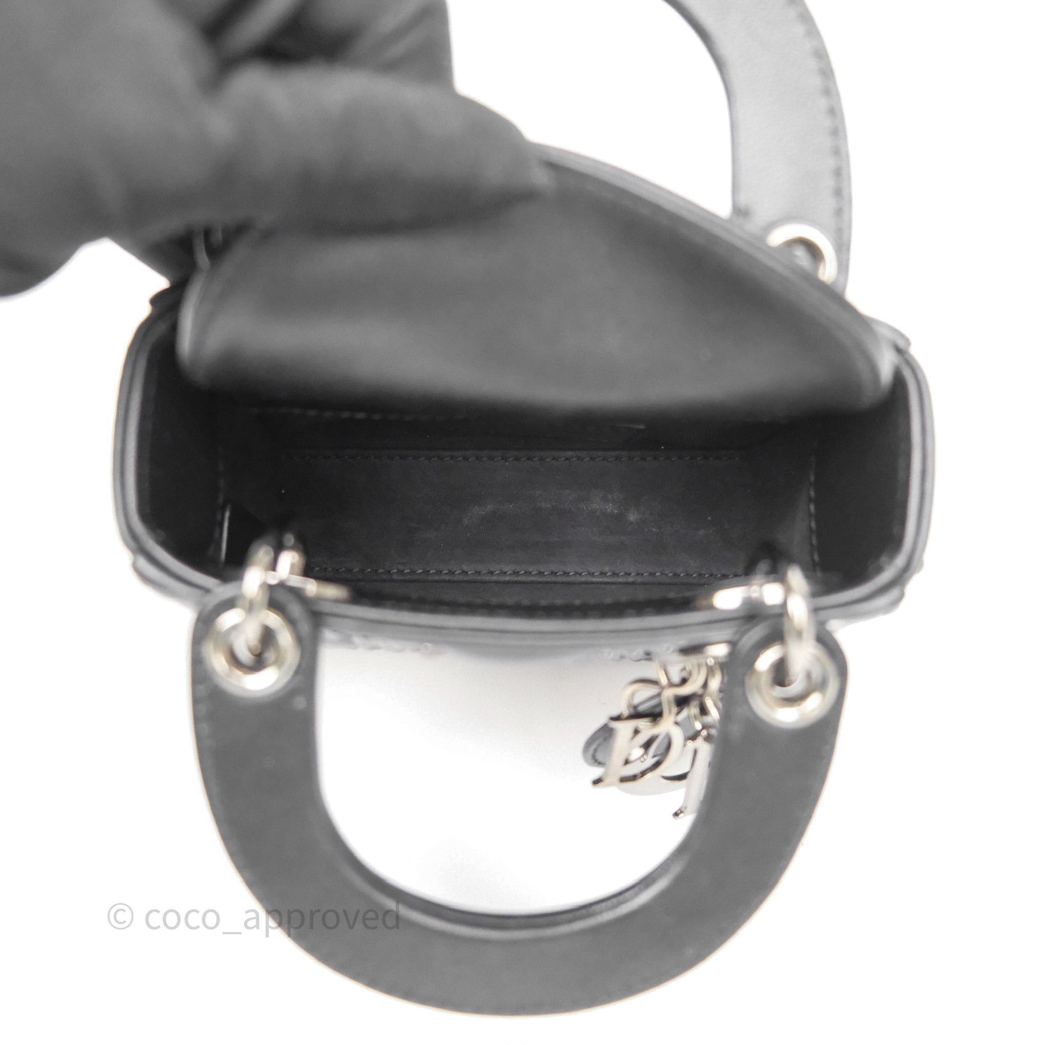 【DIOR】 Lady Dior micro bag（マイクロサイズ） Lady Dior Micro Bag Gray Metallic Cannage Lambskin with Bead
