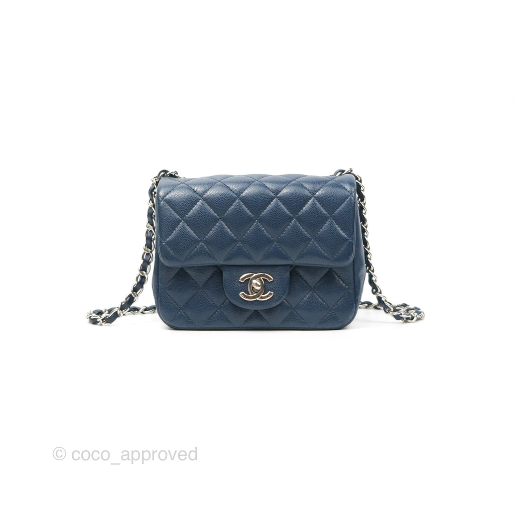 Chanel Quilted Mini Square Navy Caviar Silver Hardware