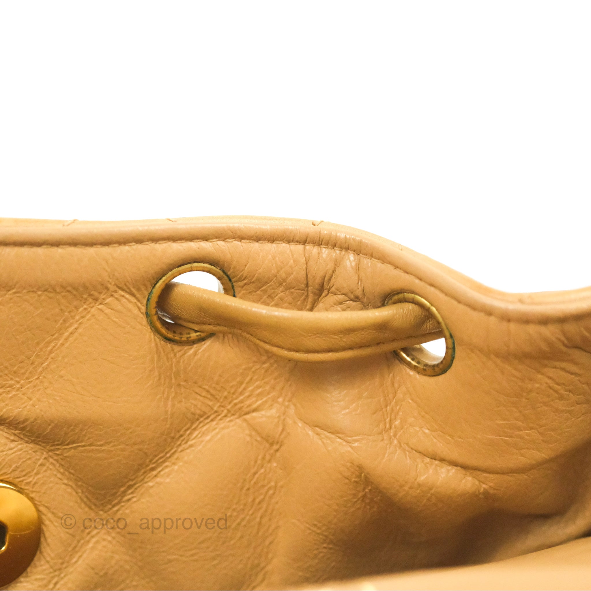 Chanel Vintage CC Duma Backpack Beige Lambskin 24K Gold 