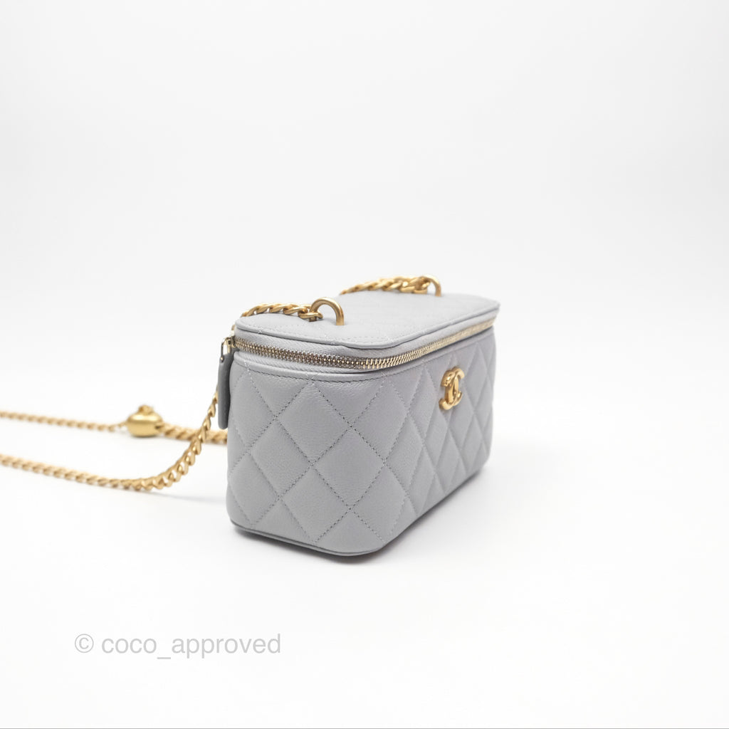 Chanel Vanity with Heart Adjustable Chain Grey Caviar Aged Gold Hardware