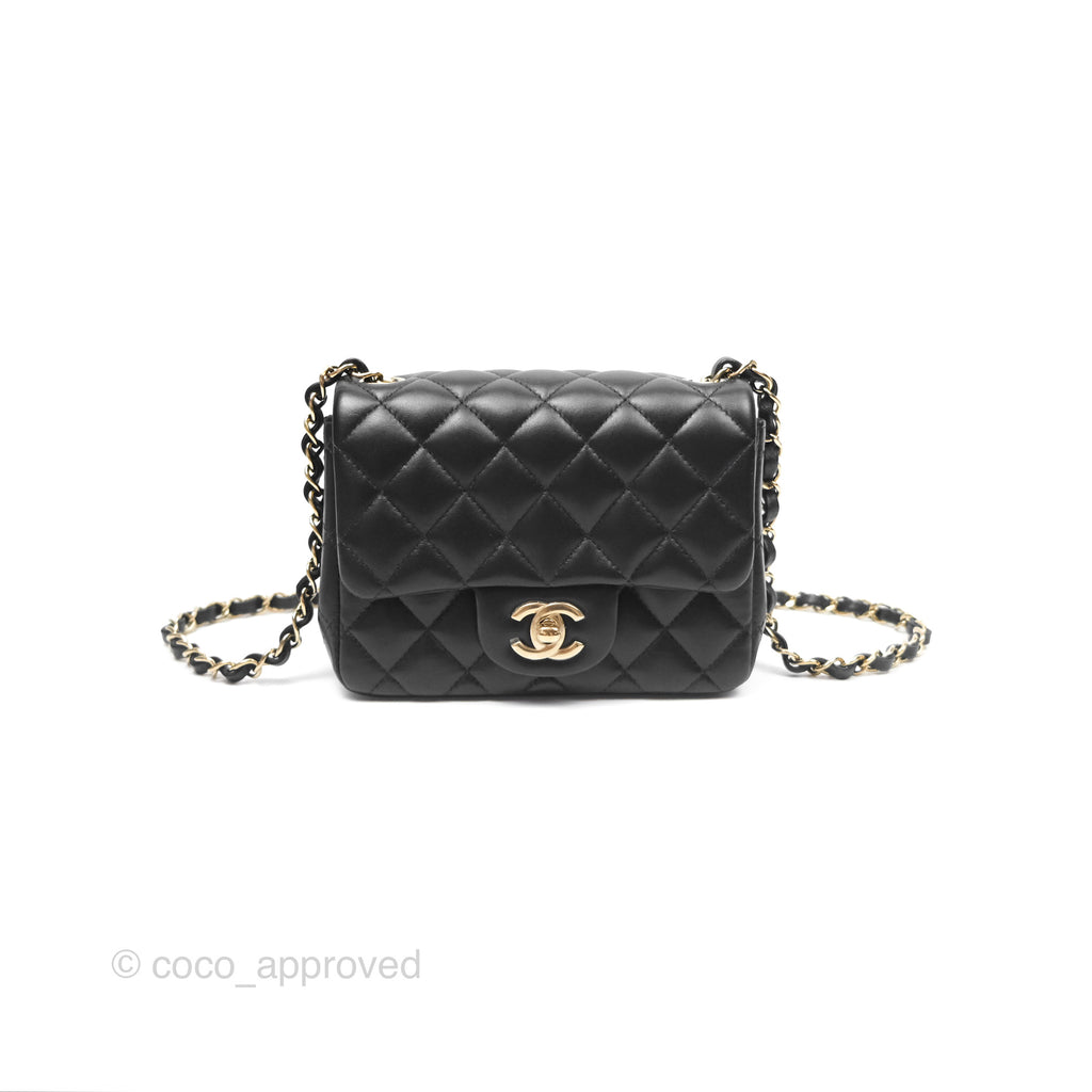 Chanel Mini Square Black Lambskin Gold Hardware